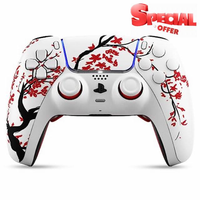 AimControllers Compatible with PS5 Console & PC | Custommade Wireless Gaming Controller with 4 Back Remappable Paddles | Gaming Accessories Electronics CHERRY With ActiveTriggers