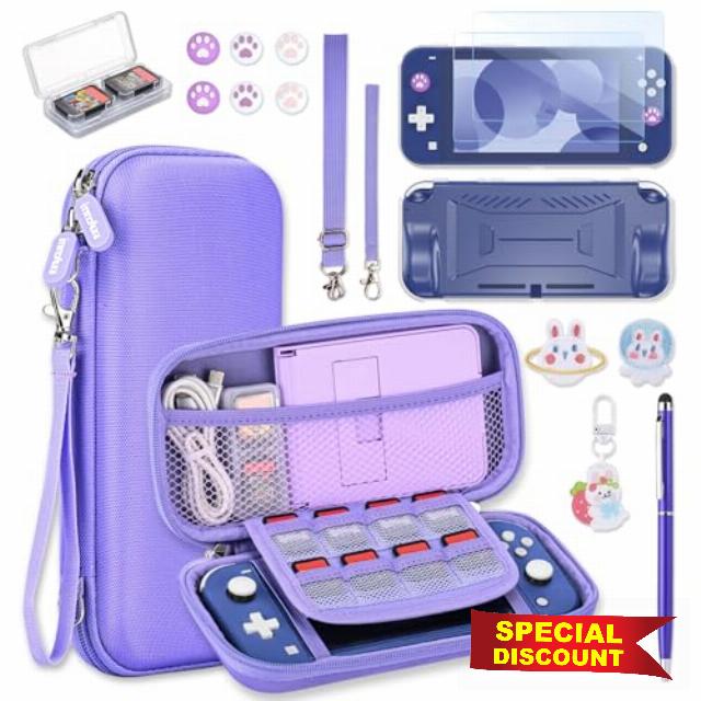 NS Switch Lite Case - innoAura 17 in 1 NS Switch Lite Accessories Bundle with Switch Lite Carrying Case