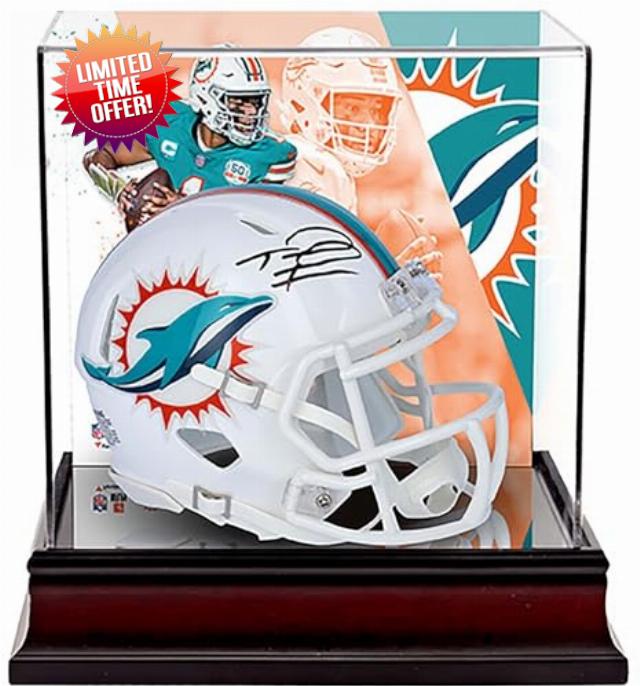 Tua Tagovailoa Miami Dolphins Autographed Riddell Speed Mini Helmet with Deluxe Mini Helmet Case - Autographed NFL Mini Helmets