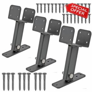 Mayset 3Pack 3.6IN Saddle Stainless Steel Adjustable Angle Roof Riser for Wood Patio Pergola