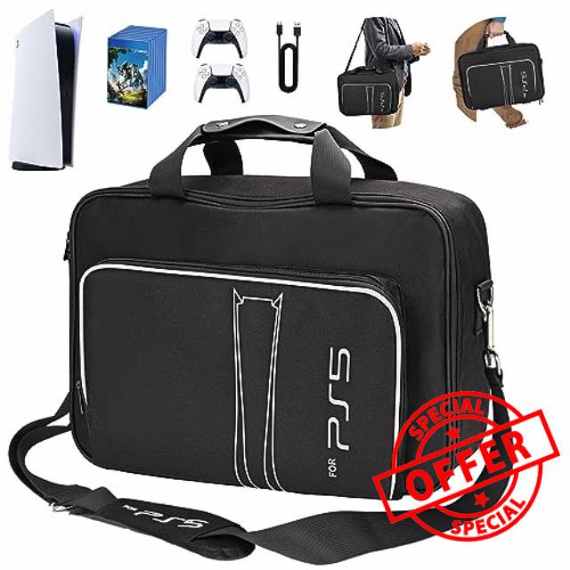 Carrying Case for PS5 Travel Case Compatible with PS5 Disc And Digital Edition Shockproof & Waterproof PS5 Bag Travel Carry Case Holding PS5 Console Controllers Game Cards Game Accessories