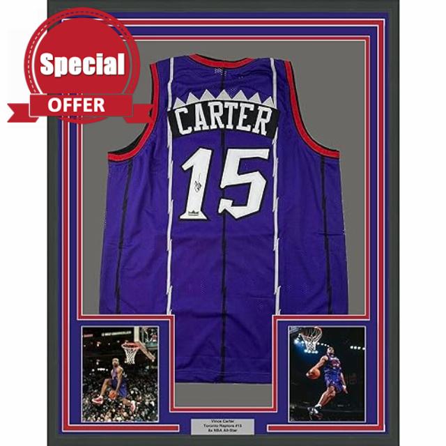 Framed Facsimile Autographed Vince Carter 33x42 Toronto Purple Reprint Laser Auto Basketball Jersey
