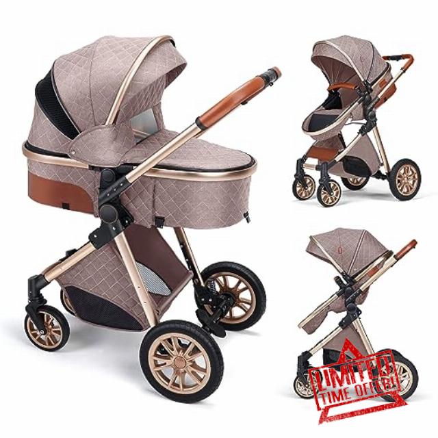High Landscape Baby Stroller Folding Reversible Seat