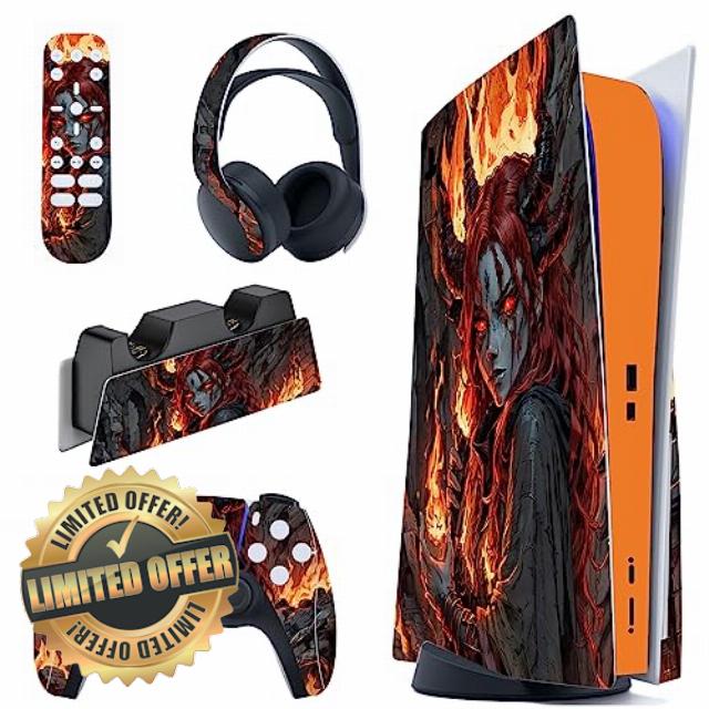 PlayVital Flame Envoy Full Set Skin Decal for PS5 Console Disc Edition