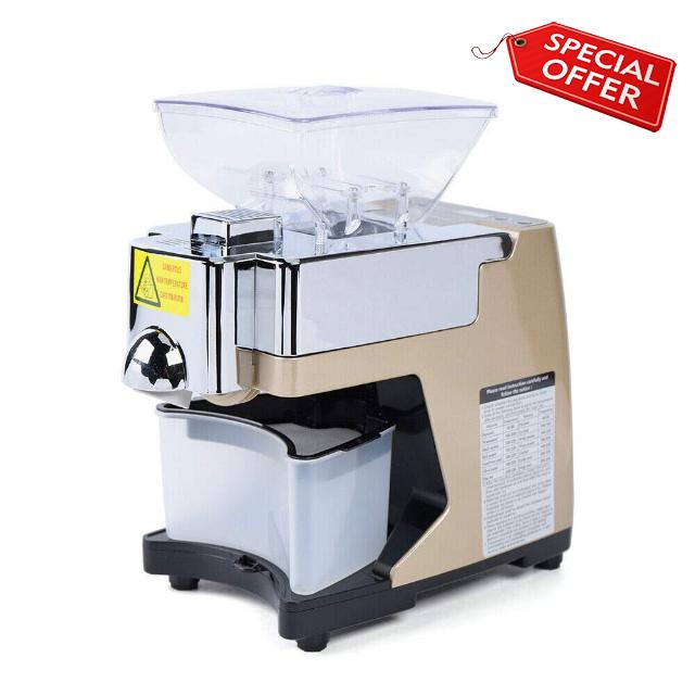 Commercial Oil Press Machine 110V 450W Kitchen Oil Press Machine Food-grade Electric Automatic Oil Press Extractor Household Oil Expeller Press for Sunflower Seed Peanuts Canola Coconut