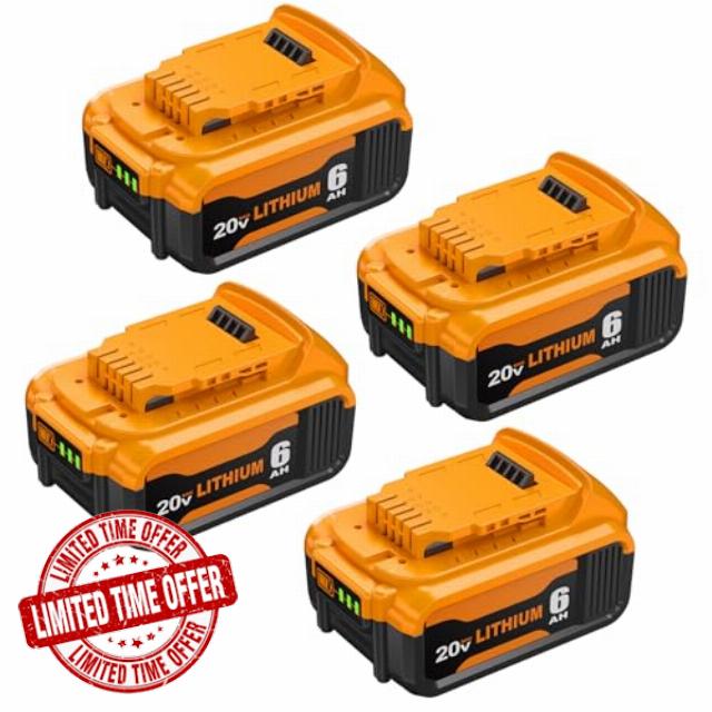 Nyveyoo 4 Packs 6000mAh 20V Battery Replacement for DCB206 Dewalt 20V Battery Compatible with Dewalt Batteries DCB205 DCB204 DCB200 DCB203 DCB201