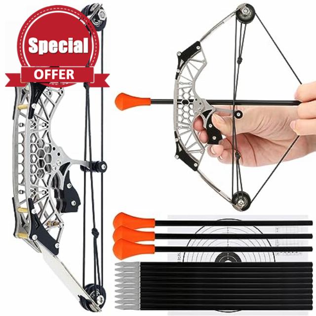 ZSHJGJR Mini Compound bow and arrow for adults 8" Mini bow Set Cosnail Mini archery bow