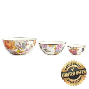 MACKENZIE-CHILDS Flower Market White Mixing Bowls - Set of 3