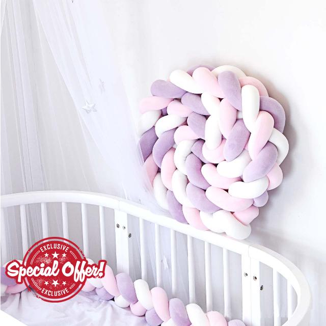 3 Shares Braided Crib Bumper Cushion Soft Knot Pillow Baby