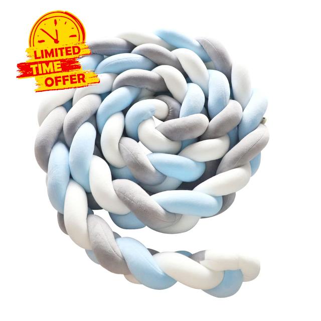 MONDEX 3 Shares Braided Cot Bumper Cushion Soft Knot Pillow Cot