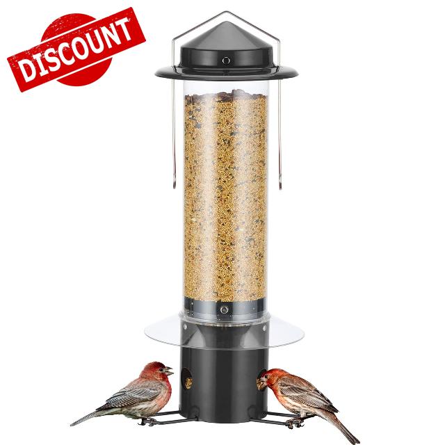 Kingsyard Squirrel-Proof Bird Feeder w/3 Feeding Ports