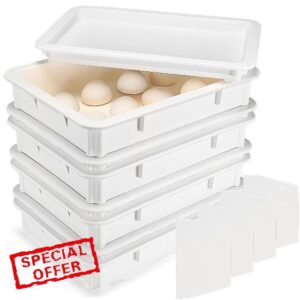 Tioncy 4 Pcs Dough Tray Kit Pizza Dough Proofing Box Plastic Stackable Trays with Covers Pizza Storage Container Collapsible for Storage Safekeeping