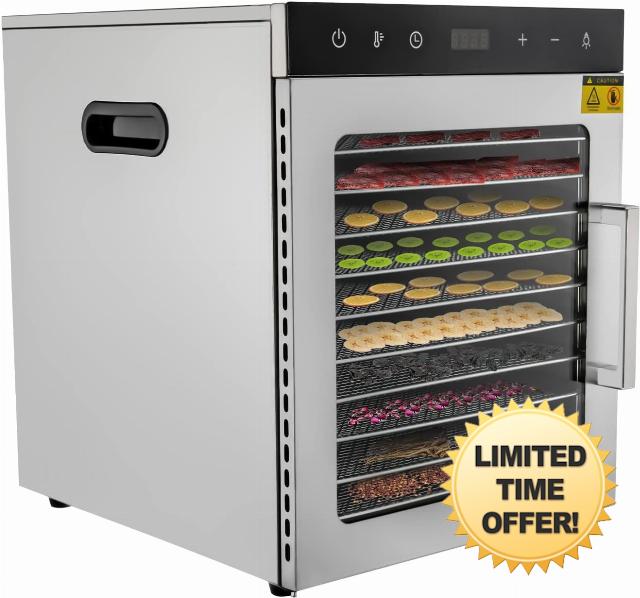 Food Dehydrator Machine (10 Stainless Steel Trays) Digital Adjustable Timer | Temperature Control | Keep Warm Function | Dryer for Jerky