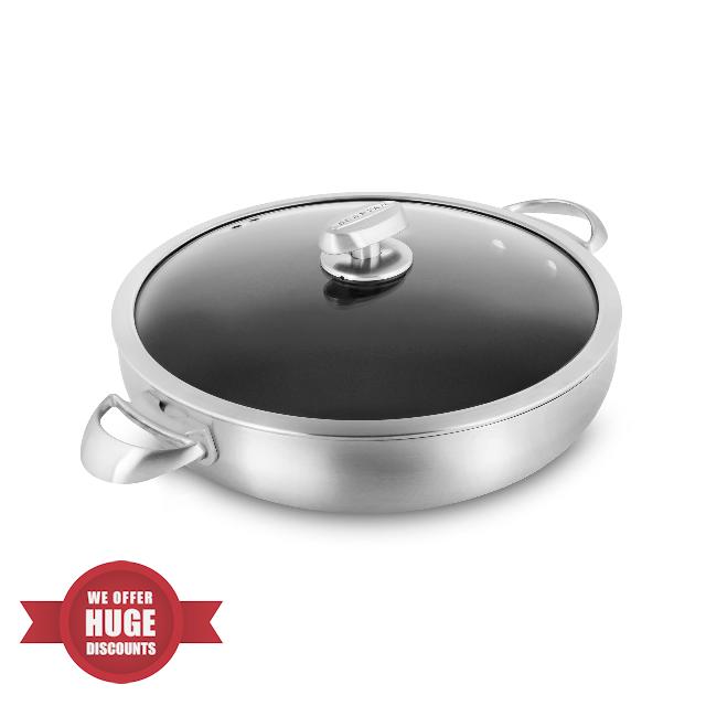 Scanpan CX+ 12.5" Braiser - 5.5-quart - Stratanium Plus Nonstick Chef's Pan - 5-ply Stainless Steel