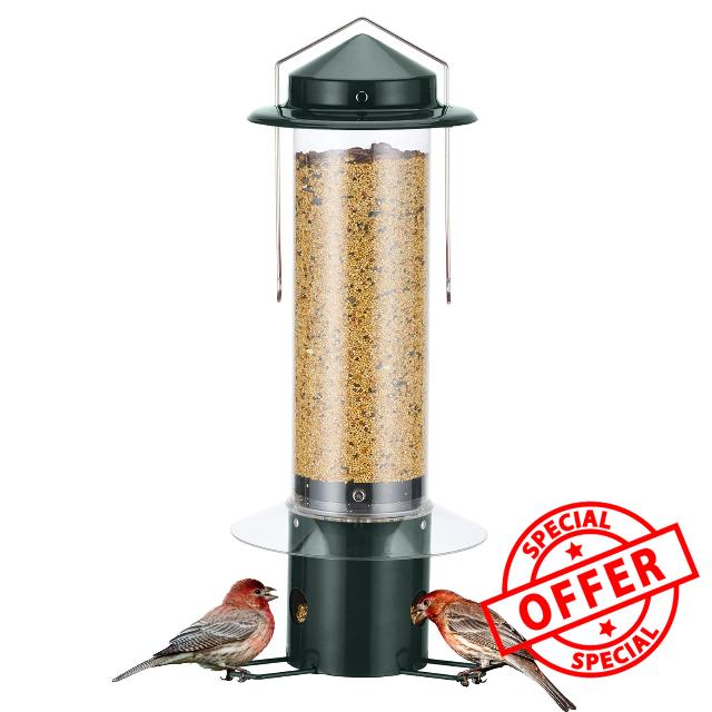 Kingsyard Squirrel-Proof Bird Feeder w/3 Feeding Ports