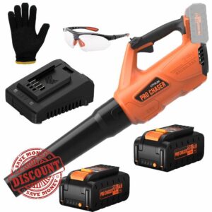Battery Powered Cordless Blower - 380 CFM with 2 X 4.0Ah 20V Batteries & Fast Charger