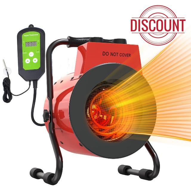 Karveden Greenhouse Heater with Digital Thermostat - 1500W Outdoor Heaters for Patio