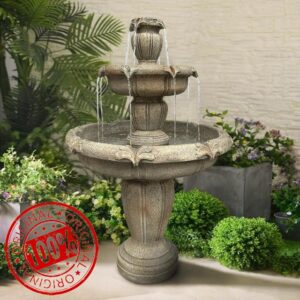 watnature 48”Tall Zen Modern Outdoor Fountain with Pump for Garden