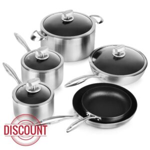 Scanpan CX+ 10 Piece Cookware Set with Stratanium Plus Nonstick - 5-ply Stainless Steel