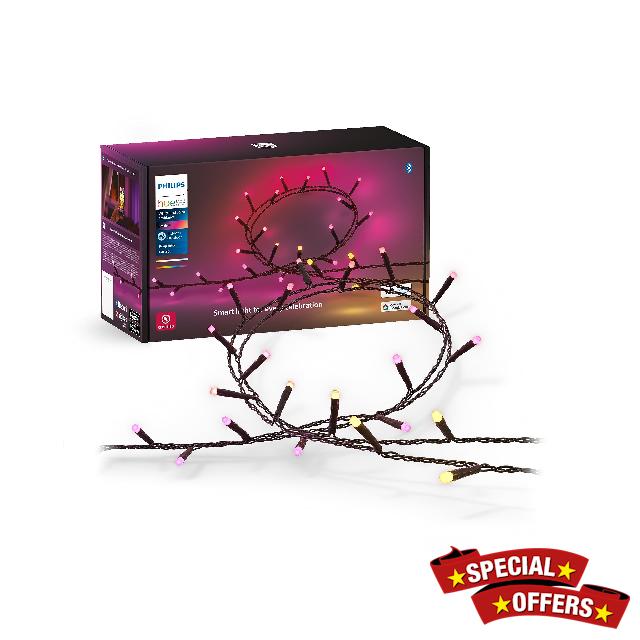 Philips Hue Festavia 65 Foot String Lights - 250 Mini White and Color Changing Smart LEDs - Waterproof - Year Round Indoor/Outdoor Decoration - Sync with Music - Works with Voice