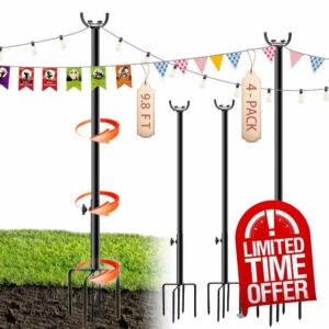 GUONGSEM Holiday String Lights Poles 4 Pack for Outdoor Patio