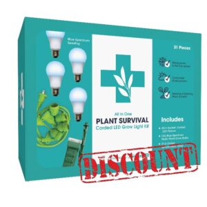 Miracle LED Plant Survival Indoor Grow Light Kit - 4 Multi-Plant Blue Spectrum 150W Replacement Grow Light Bulbs & 1 4-Socket Corded Fixture with SproutMatic Timer (6-Pack)
