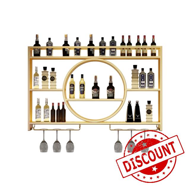 Wall Mounted Wine Rack with Wine Glass Holder Hanging Under Shelf Bar Shelves Wine Bottle Holder Display Shelf Bottle Storage Rack for Cupboard with Stemware Hanger for Home Bar Dining Room Kitchen (