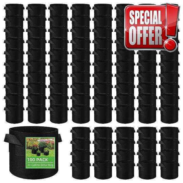 LITLANDSTAR 100-Pack 10 Gallon Grow Bags