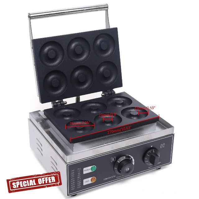 Goudergo 110V 6 Holes Double-Sided Non-stick Commercial Donut Machine