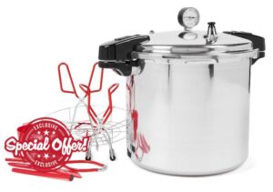 Orange Door Products - 24qt Induction Pressure Cooker Canning Kit - Complete Canner and 7pc Starter Set - Tongs