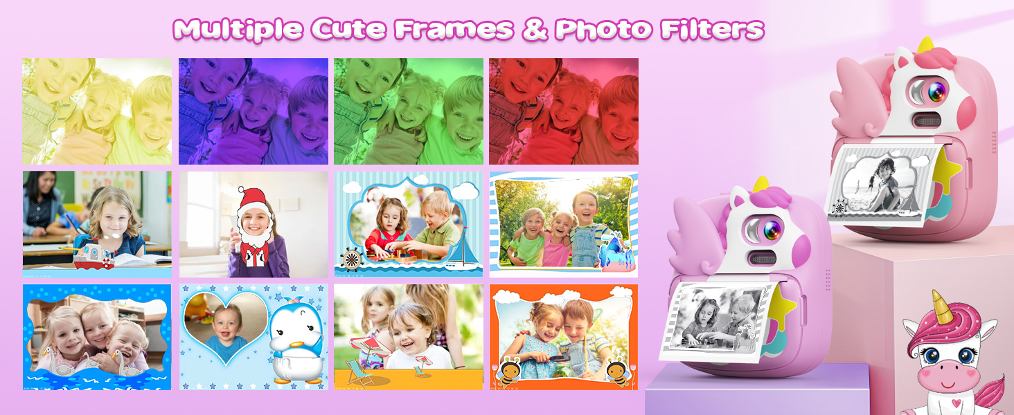 kid camera instant print silicone case 32GB TF card time lapse