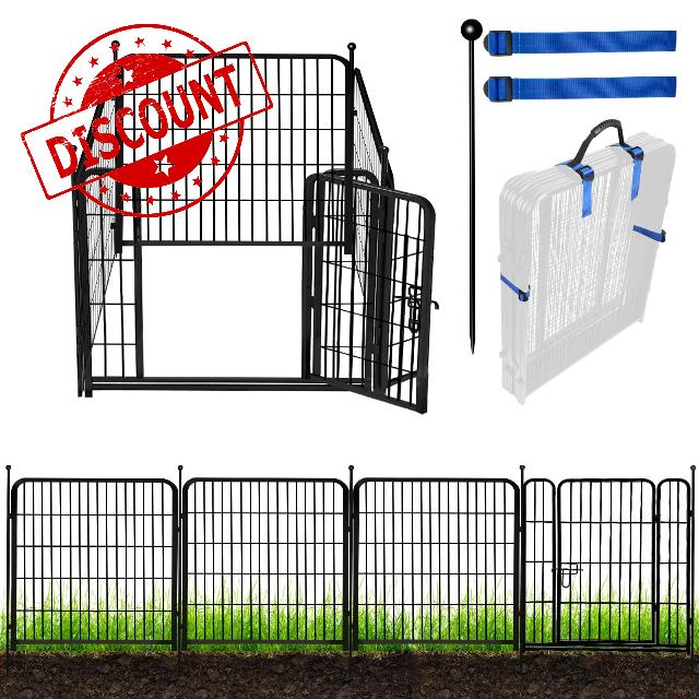 Garden Fence with Gate 36 in(H)×9 Ft(L) 4 Panels