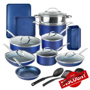 Granitestone Blue 20 Pc Pots and Pans Set Nonstick Cookware Set