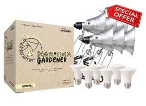 Miracle LED Dorm Room Plant LED Grow Light Kit - Full Spectrum Daylight Single Plant Growing Bulb 6W Replacing 75W Incandescent Grow Light and Clamp Fixture (6-Pack)