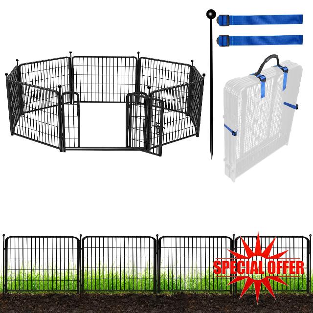 Garden Fence with Gate 32in(H)×18 Ft(L) 8 Panels