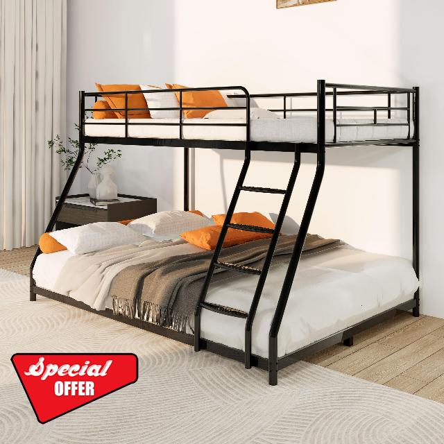 GRAYELL Metal Bunk Beds Twin Over Full Bunk Bed for Kids Teens Adults
