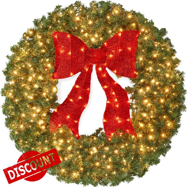 Best Choice Products 60in Large Artificial Pre-Lit Fir Christmas Wreath Holiday Accent Decoration for Door