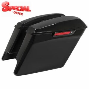 KUAFU 5" Stretched Extended Hard Saddle Bag Compatible with 2014-2023 Harley Touring Road King Road Glide Street Glide Electra Glide Ultra Classic ABS Plastic Black