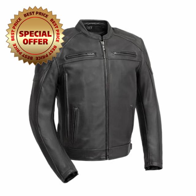 First Mfg Co - Choas/Stakes Racer - Men's Motorcycle Biker Riding Black Leather Jacket