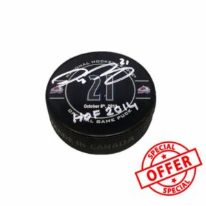 PETER FORSBERG Signed Retirement Night Official Game Puck - HOF 2014 - Autographed NHL Pucks