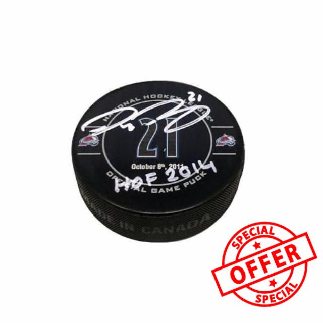 PETER FORSBERG Signed Retirement Night Official Game Puck - HOF 2014 - Autographed NHL Pucks