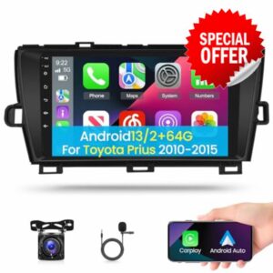 [2+64G] Car Radio for Toyota Prius 2010-2015 - Wireless Apple Carplay and Android Auto - 9 inch Touchscreen Android 13 Car Stereo with WiFi GPS Navi Mulitple UI Themes SWC + AHD Backup Camera