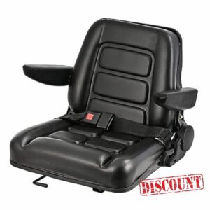 Universal Fold Down Forklift Seat Tractor Replacement Black PVC Mower with 180° Adjustable Backrest Angle