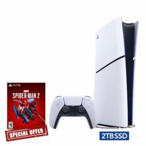 2023 New PlayStation 5 Slim Upgraded 2TB Disc Edition Marvel Spider-Man 2 Bundle - White