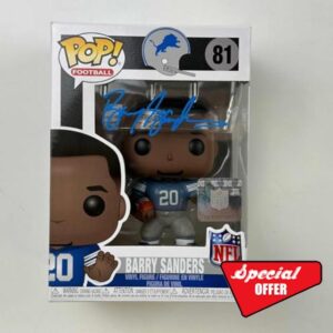 Autographed/Signed Barry Sanders Detroit Lions Funko Pop #81 Football Figurine Toy Beckett BAS COA