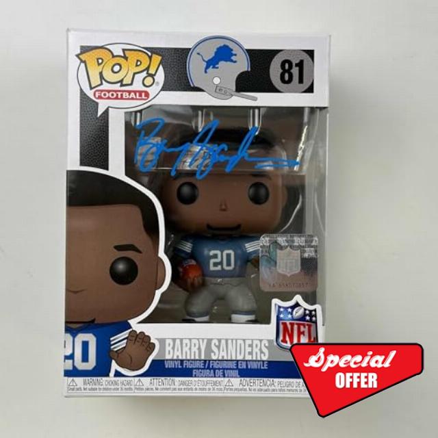 Autographed/Signed Barry Sanders Detroit Lions Funko Pop #81 Football Figurine Toy Beckett BAS COA
