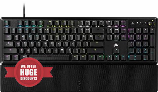 CORSAIR K70 CORE RGB Mechanical Gaming Keyboard with Palmrest - Pre-lubricated Corsair MLX Red Linear Keyswitches - Sound Dampening - Media Control Dial - iCUE Compatible - QWERTY NA Layout - Black