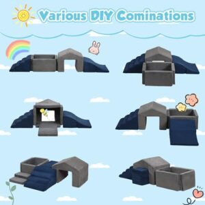 Foam Climbing Building Blocks for Toddlers with Ball Pit - Baby Crawling & Sliding Gym Equipment Indoor Active Playing for Preschool
