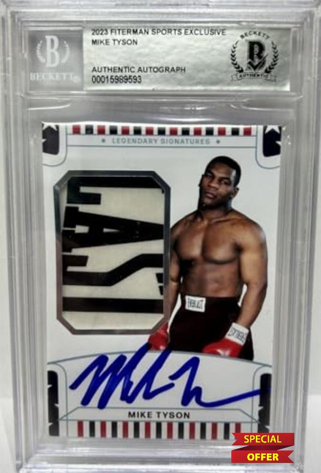 MIKE TYSON 2023 Fiterman Sports Exclusive Autographed Card Becket. - Autographed Boxing Photos