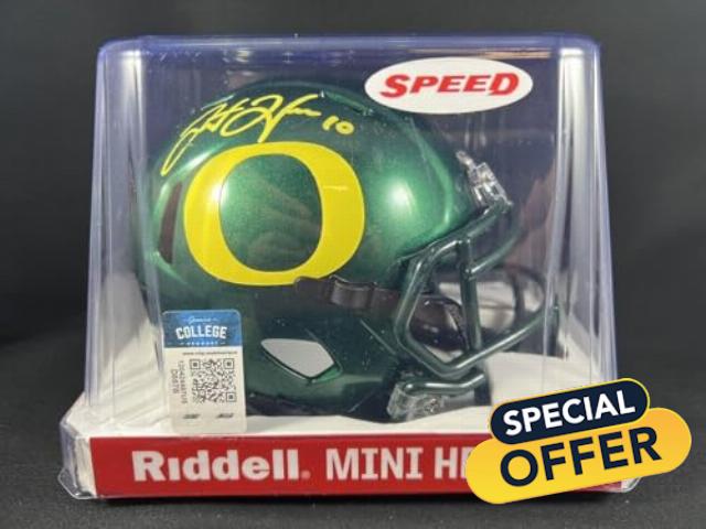 Justin Herbert Signed Oregon Ducks Speed Mini Helmet Fanatics Authentication - Autographed College Mini Helmets